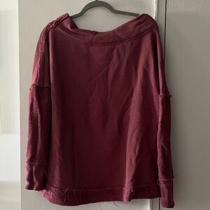 Free People Oversized Burgundy Pullover Top Size XS